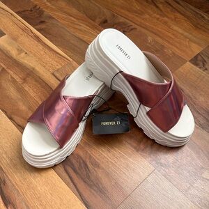 Forever 21 Y2K Women's Metallic Slide Sandals